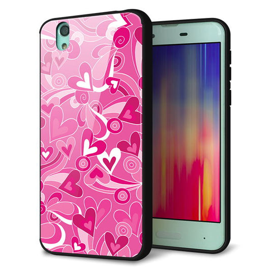 docomo アクオス センス SH-01K 強化ガラス&TPUスマホケース ガラプリ【383 ピンクのハート】