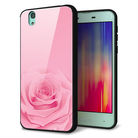 docomo アクオス センス SH-01K 強化ガラス&TPUスマホケース ガラプリ【401 ピンクのバラ】