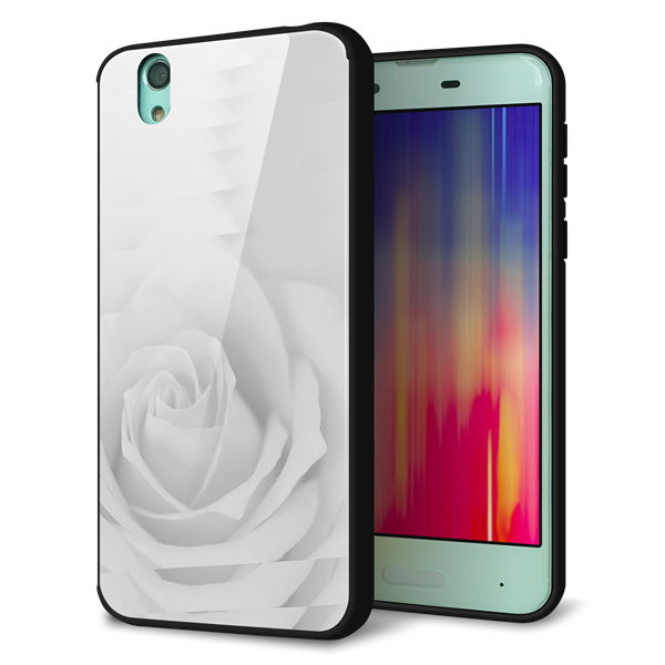 au アクオス センス SHV40 強化ガラス&TPUスマホケース ガラプリ【402 ホワイトRose】