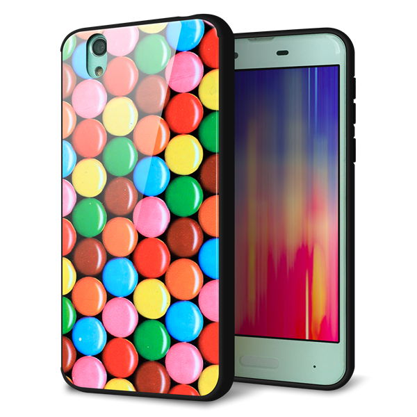 docomo アクオス センス SH-01K 強化ガラス&TPUスマホケース ガラプリ【448 マーブルチョコ】