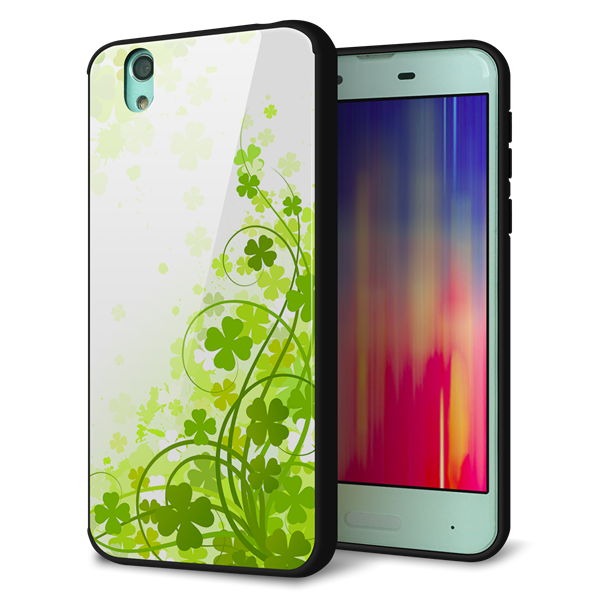 docomo アクオス センス SH-01K 強化ガラス&TPUスマホケース ガラプリ【565 四葉のクローバー】