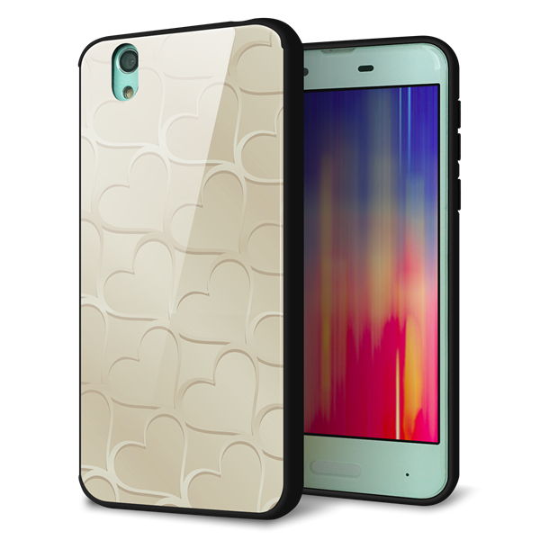 docomo アクオス センス SH-01K 強化ガラス&TPUスマホケース ガラプリ【630 かくれハート】