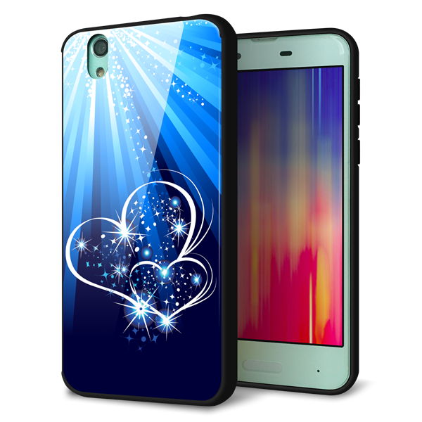 docomo アクオス センス SH-01K 強化ガラス&TPUスマホケース ガラプリ【702 スイミングハート】