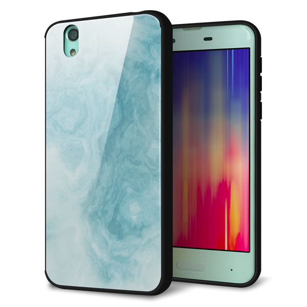 docomo アクオス センス SH-01K 強化ガラス&TPUスマホケース ガラプリ【KM868 大理石BL】