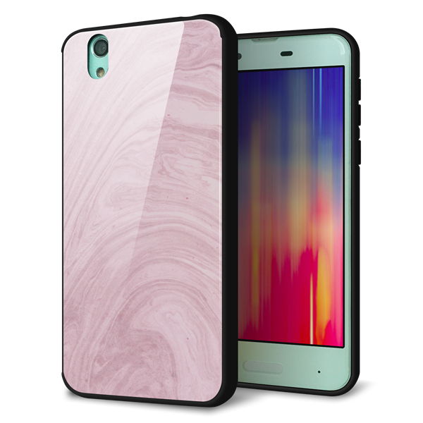 docomo アクオス センス SH-01K 強化ガラス&TPUスマホケース ガラプリ【KM873 大理石ラベンダー】