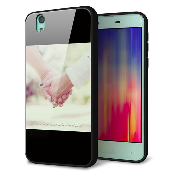 au アクオス センス SHV40 強化ガラス&TPUスマホケース ガラプリ【KM875 カップル】