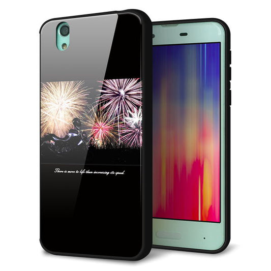 docomo アクオス センス SH-01K 強化ガラス&TPUスマホケース ガラプリ【KM878 バイクと花火】