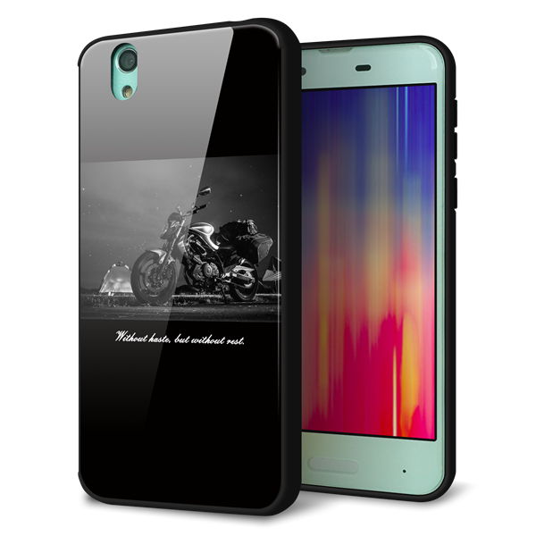 au アクオス センス SHV40 強化ガラス&TPUスマホケース ガラプリ【KM879 バイク】