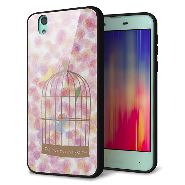 docomo アクオス センス SH-01K 強化ガラス&TPUスマホケース ガラプリ【KM882 鳥かご】