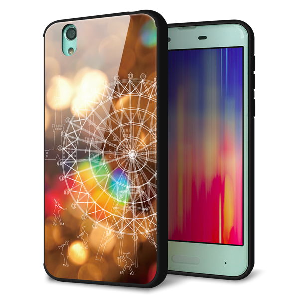 docomo アクオス センス SH-01K 強化ガラス&TPUスマホケース ガラプリ【KM884 観覧車と笛吹】