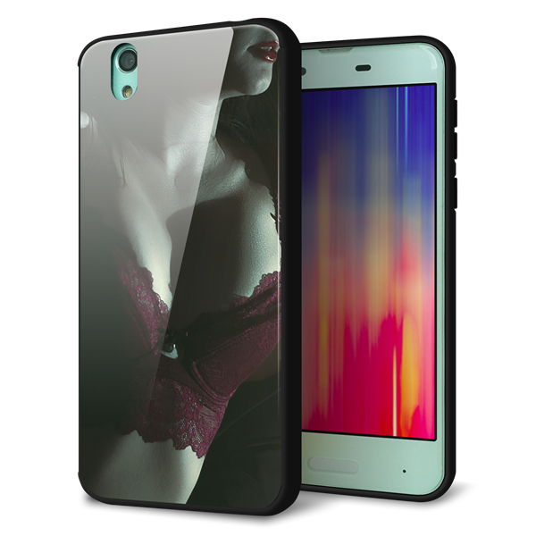 docomo アクオス センス SH-01K 強化ガラス&TPUスマホケース ガラプリ【KM887 ランジェリー】