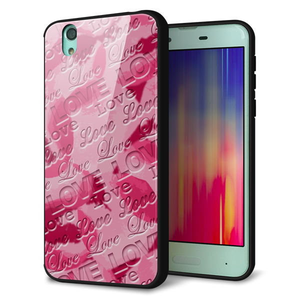 docomo アクオス センス SH-01K 強化ガラス&TPUスマホケース ガラプリ【SC845 フラワーヴェルニLOVE濃いピンク(ローズアンディアン)】