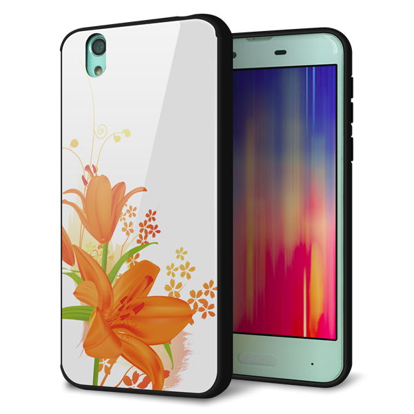 docomo アクオス センス SH-01K 強化ガラス&TPUスマホケース ガラプリ【SC848 ユリ(オレンジ)】