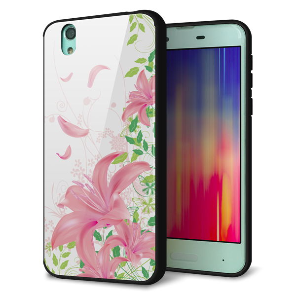 docomo アクオス センス SH-01K 強化ガラス&TPUスマホケース ガラプリ【SC849 ユリ(ピンク)】