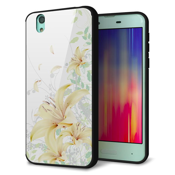 docomo アクオス センス SH-01K 強化ガラス&TPUスマホケース ガラプリ【SC851 ユリ(ホワイト)】