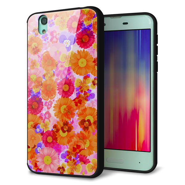 docomo アクオス センス SH-01K 強化ガラス&TPUスマホケース ガラプリ【SC869 リバティプリント フルールドパルファン(ピンク)】