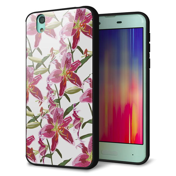 docomo アクオス センス SH-01K 強化ガラス&TPUスマホケース ガラプリ【SC892 ボタニカル スカーレットリリー】