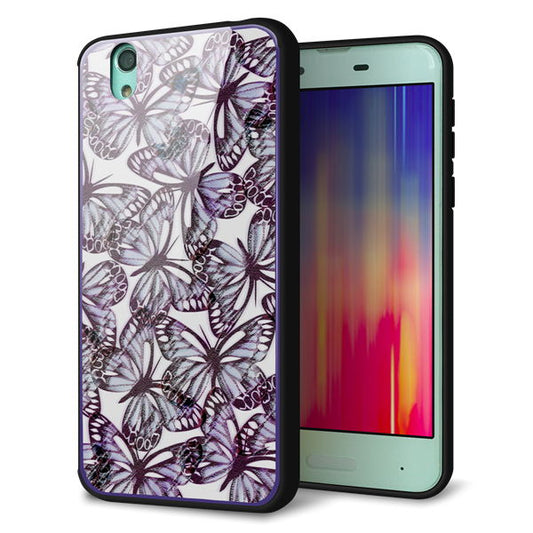 docomo アクオス センス SH-01K 強化ガラス&TPUスマホケース ガラプリ【SC903 ガーデンバタフライ パープル】