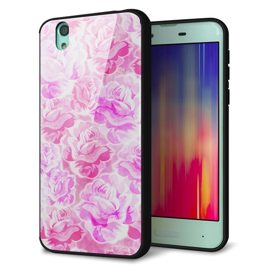 docomo アクオス センス SH-01K 強化ガラス&TPUスマホケース ガラプリ【SC928 ローズ ピンク】