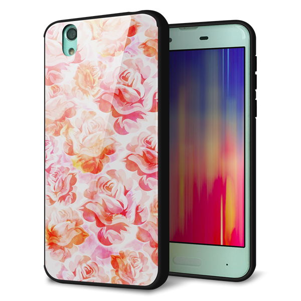 docomo アクオス センス SH-01K 強化ガラス&TPUスマホケース ガラプリ【SC930 ローズ レッド】