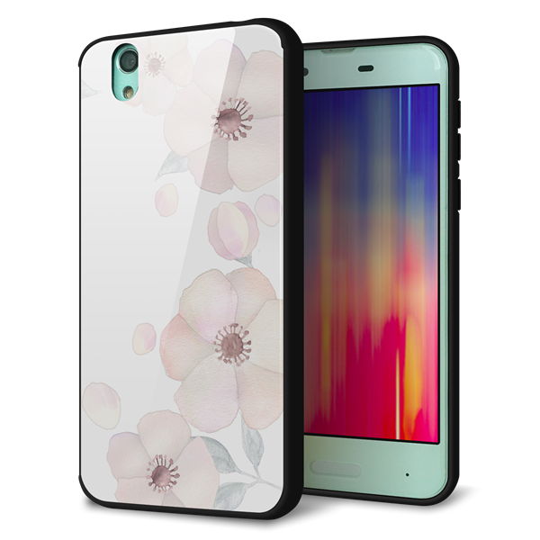 docomo アクオス センス SH-01K 強化ガラス&TPUスマホケース ガラプリ【SC948 ドゥ・フルール(ホワイト)】