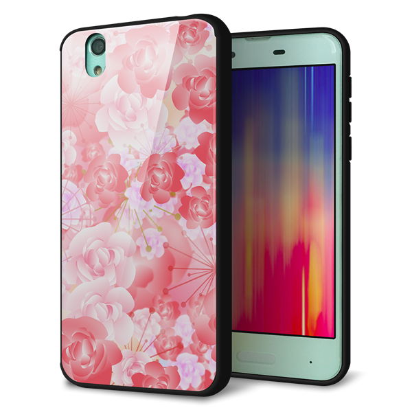 docomo アクオス センス SH-01K 強化ガラス&TPUスマホケース ガラプリ【VA817 はんなり色の華】