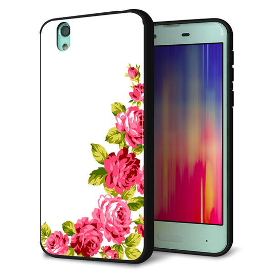 docomo アクオス センス SH-01K 強化ガラス&TPUスマホケース ガラプリ【VA825 バラのフレーム(白)】