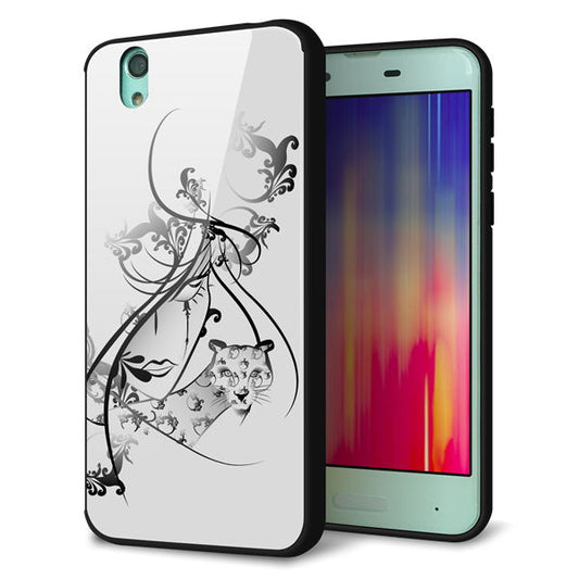 docomo アクオス センス SH-01K 強化ガラス&TPUスマホケース ガラプリ【VA832 パンサーと美女】