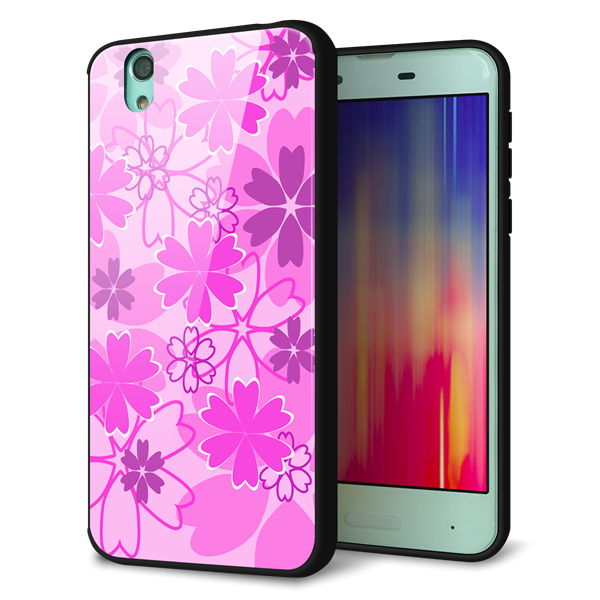 docomo アクオス センス SH-01K 強化ガラス&TPUスマホケース ガラプリ【VA961 重なり合う花 ピンク】