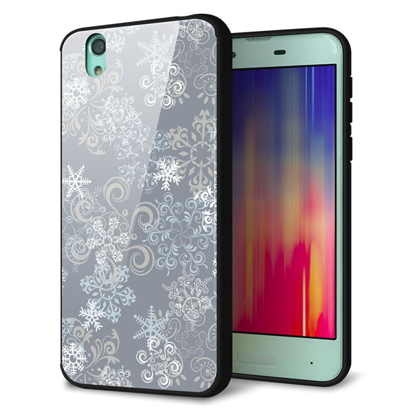 docomo アクオス センス SH-01K 強化ガラス&TPUスマホケース ガラプリ【XA801 雪の結晶】