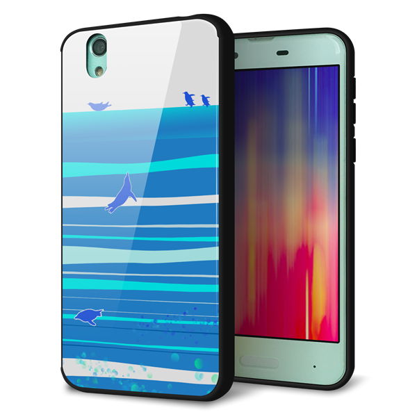 docomo アクオス センス SH-01K 強化ガラス&TPUスマホケース ガラプリ【YB920 ペンギン01】