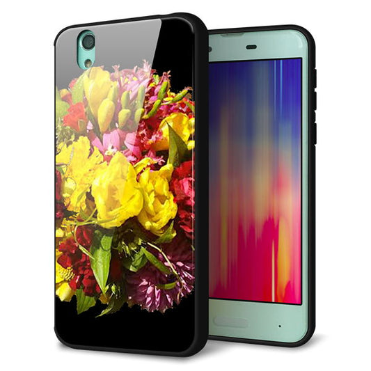 docomo アクオス センス SH-01K 強化ガラス&TPUスマホケース ガラプリ【YI883 フラワー4】