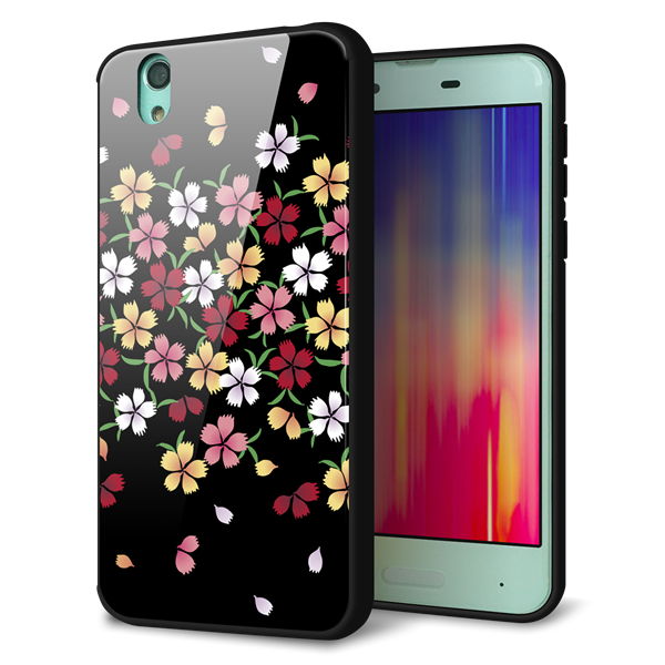 docomo アクオス センス SH-01K 強化ガラス&TPUスマホケース ガラプリ【YJ323 和柄 なでしこ】