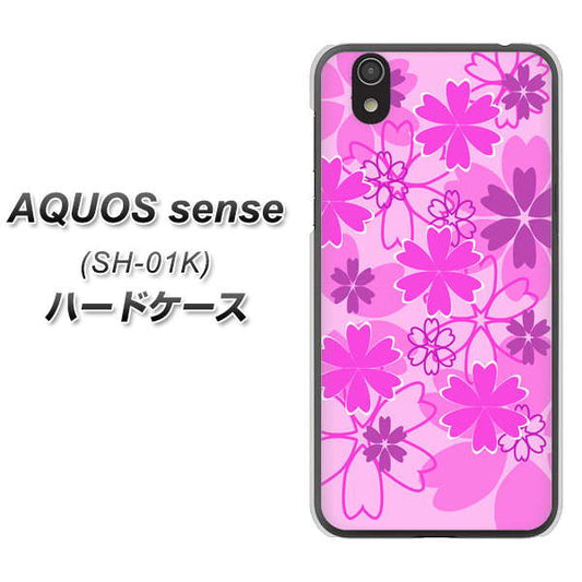 docomo アクオス センス SH-01K 高画質仕上げ 背面印刷 ハードケース【VA961 重なり合う花 ピンク】