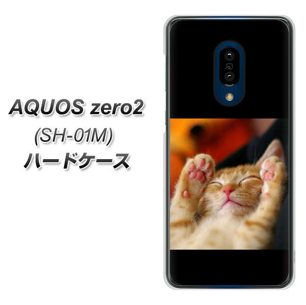 docomo アクオスゼロ2 SH-01M 高画質仕上げ 背面印刷 ハードケース【VA804 爆睡するネコ】