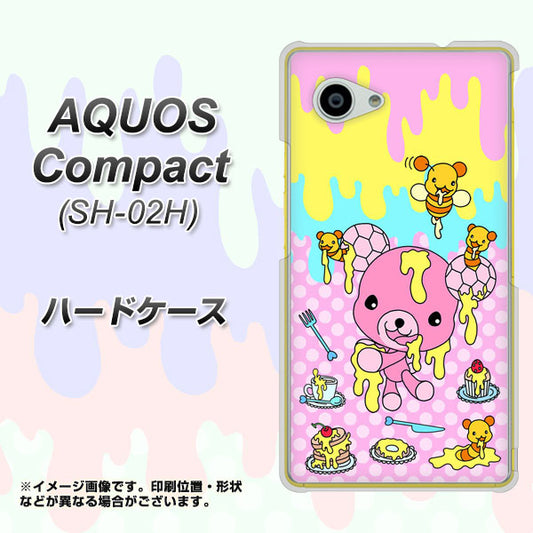 docomo アクオスコンパクト SH-02H 高画質仕上げ 背面印刷 ハードケース【AG822 ハニベア(水玉ピンク)】