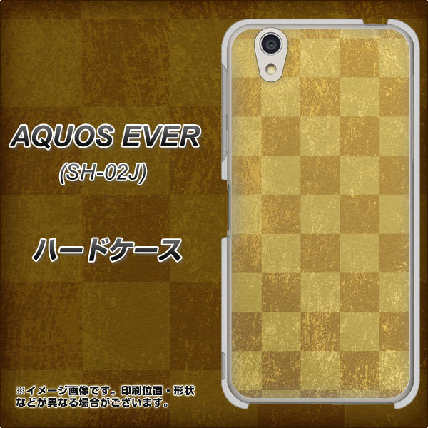 docomo アクオスエバー SH-02J 高画質仕上げ 背面印刷 ハードケース【619 市松模様-金(骨董風に傷んだイメージ)】
