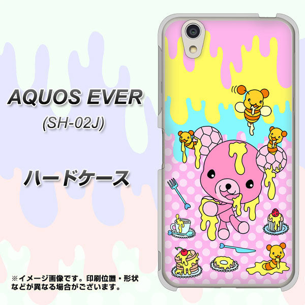 docomo アクオスエバー SH-02J 高画質仕上げ 背面印刷 ハードケース【AG822 ハニベア(水玉ピンク)】