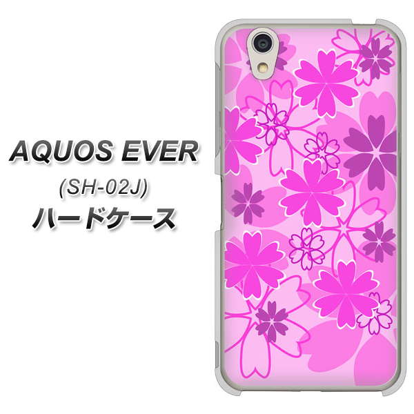 docomo アクオスエバー SH-02J 高画質仕上げ 背面印刷 ハードケース【VA961 重なり合う花 ピンク】