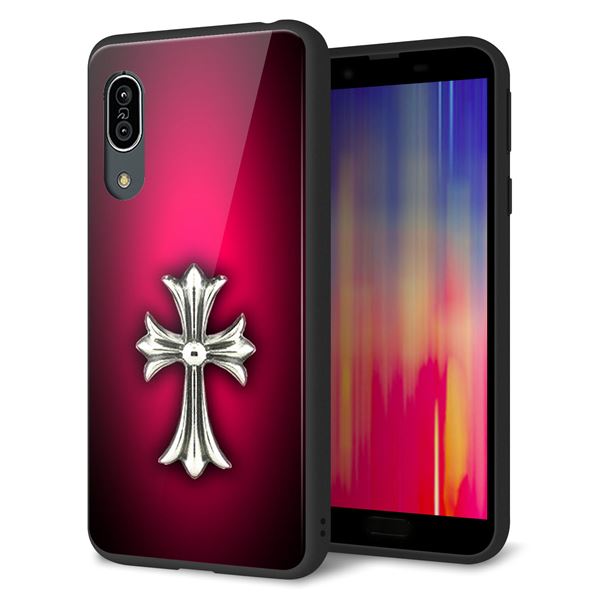 docomo アクオス センス3 SH-02M 強化ガラス&TPUスマホケース ガラプリ【249 クロスレッド】