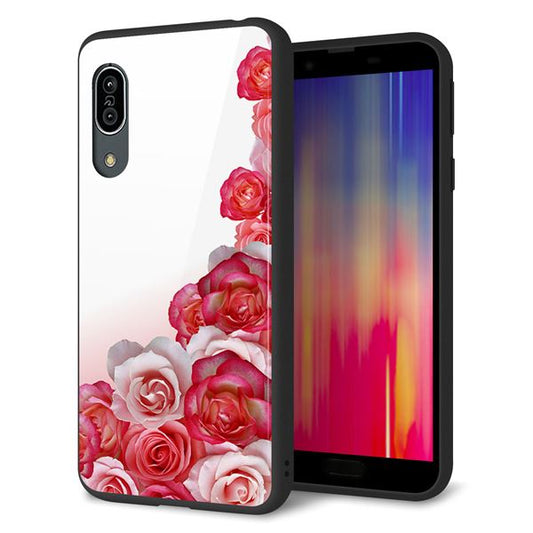 docomo アクオス センス3 SH-02M 強化ガラス&TPUスマホケース ガラプリ【299 薔薇の壁】