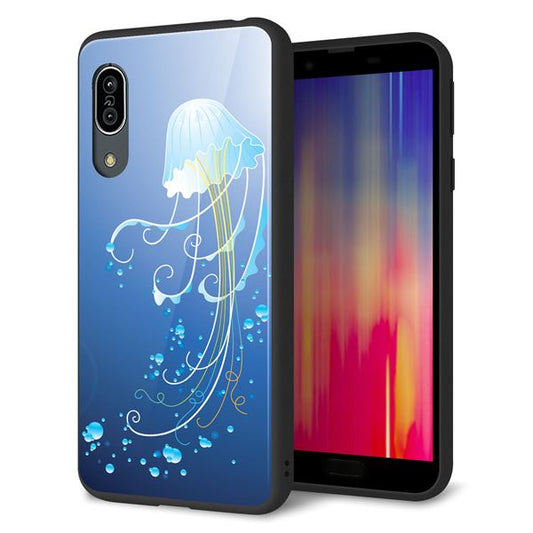 docomo アクオス センス3 SH-02M 強化ガラス&TPUスマホケース ガラプリ【362 ジェリーフィシュ】