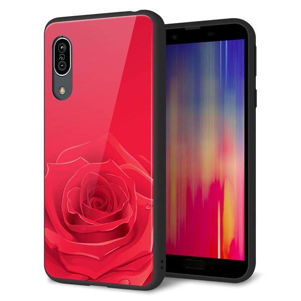 docomo アクオス センス3 SH-02M 強化ガラス&TPUスマホケース ガラプリ【395 赤いバラ】