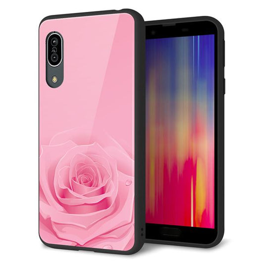 docomo アクオス センス3 SH-02M 強化ガラス&TPUスマホケース ガラプリ【401 ピンクのバラ】
