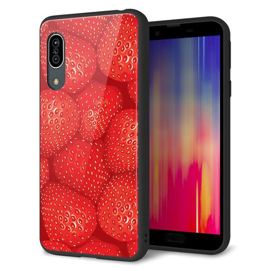 docomo アクオス センス3 SH-02M 強化ガラス&TPUスマホケース ガラプリ【444 ストロベリーウォール】