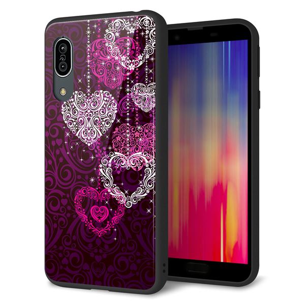 docomo アクオス センス3 SH-02M 強化ガラス&TPUスマホケース ガラプリ【468 ハートのシャンデリア】
