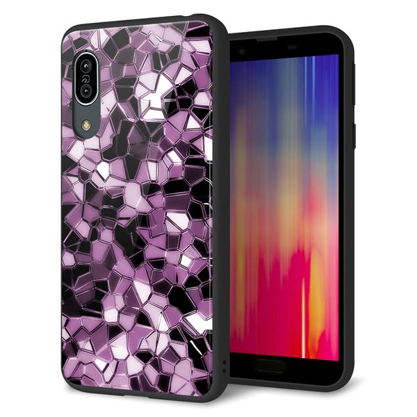 docomo アクオス センス3 SH-02M 強化ガラス&TPUスマホケース ガラプリ【EK837 テクニカルミラーパープル】