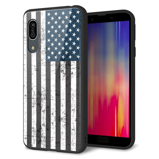 docomo アクオス センス3 SH-02M 強化ガラス&TPUスマホケース ガラプリ【EK864 アメリカンフラッグビンテージ】