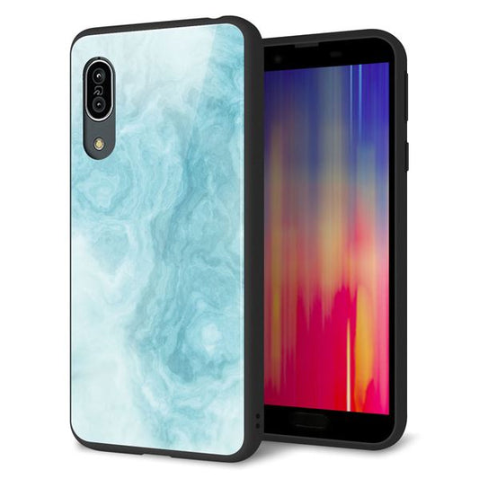 docomo アクオス センス3 SH-02M 強化ガラス&TPUスマホケース ガラプリ【KM868 大理石BL】