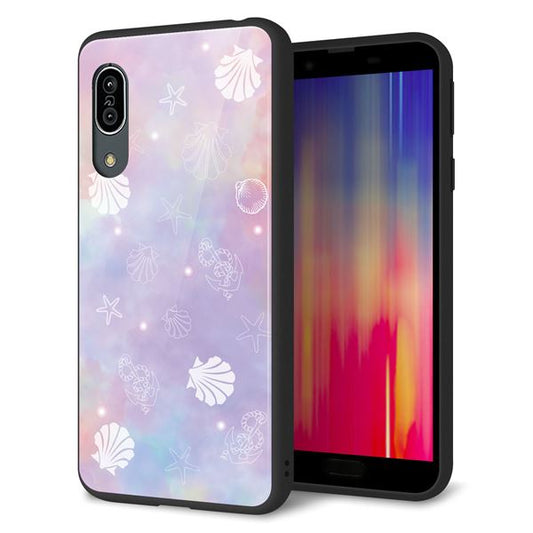 docomo アクオス センス3 SH-02M 強化ガラス&TPUスマホケース ガラプリ【KM883 シェル柄】